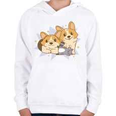 PRINTFASHION Corgik - Gyerek kapucnis pulóver - Fehér