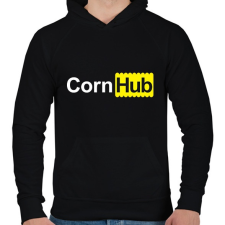 PRINTFASHION CornHub - Férfi kapucnis pulóver - Fekete férfi pulóver, kardigán