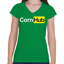 PRINTFASHION CornHub - Női V-nyakú póló - Zöld női póló