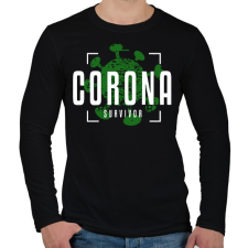 PRINTFASHION Corona survivor - Férfi hosszú ujjú póló - Fekete férfi póló