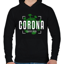 PRINTFASHION Corona survivor - Férfi kapucnis pulóver - Fekete férfi pulóver, kardigán