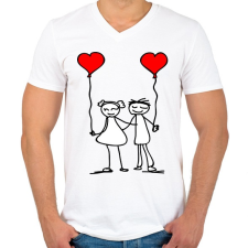PRINTFASHION Couples - Férfi V-nyakú póló - Fehér férfi póló