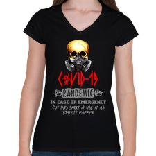 PRINTFASHION COVID 19 PANDEMIC - Női V-nyakú póló - Fekete női póló