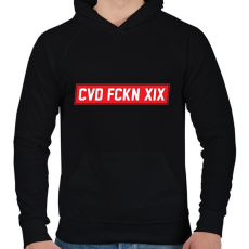 PRINTFASHION Covid fuckin 19 - Férfi kapucnis pulóver - Fekete