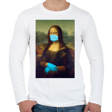 PRINTFASHION Covid Mona - Férfi hosszú ujjú póló - Fehér férfi póló