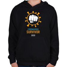 PRINTFASHION Covid Survivor - Gyerek kapucnis pulóver - Fekete gyerek pulóver, kardigán