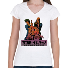 PRINTFASHION Cowboy Bebop Anime - Női V-nyakú póló - Fehér női póló