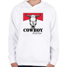 PRINTFASHION Cowboy killer - Gyerek kapucnis pulóver - Fehér