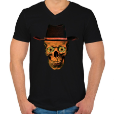 PRINTFASHION cowboy skull - Férfi V-nyakú póló - Fekete férfi póló