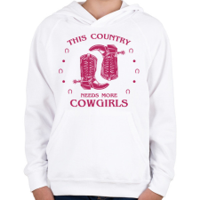 PRINTFASHION Cowgirls - Gyerek kapucnis pulóver - Fehér gyerek pulóver, kardigán