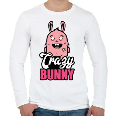 PRINTFASHION Crazy Bunny - Férfi hosszú ujjú póló - Fehér