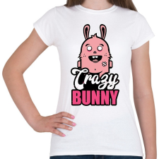 PRINTFASHION Crazy Bunny - Női póló - Fehér női póló