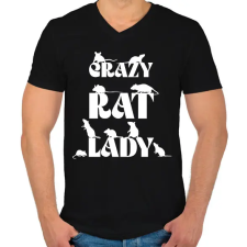 PRINTFASHION Crazy Rat Lady - Férfi V-nyakú póló - Fekete férfi póló