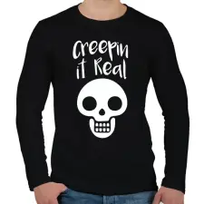 PRINTFASHION Creepin It Real Skull - Férfi hosszú ujjú póló - Fekete férfi póló