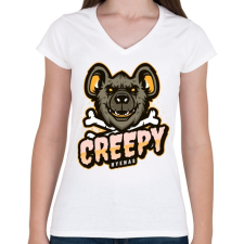 PRINTFASHION Creepy Hyenas - Női V-nyakú póló - Fehér női póló