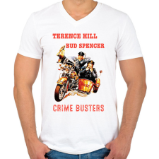 PRINTFASHION crime busters - Férfi V-nyakú póló - Fehér férfi póló