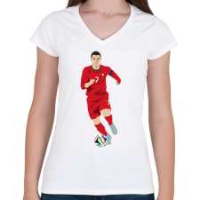 PRINTFASHION Cristiano Ronaldo - Női V-nyakú póló - Fehér női póló