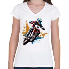 PRINTFASHION Cross - Női V-nyakú póló - Fehér női póló