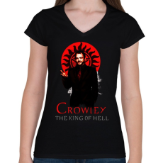 PRINTFASHION CROWLEY-KING OF HELL - Női V-nyakú póló - Fekete