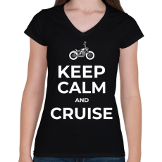 PRINTFASHION CRUISE - Női V-nyakú póló - Fekete