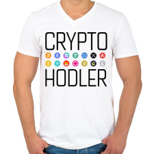 PRINTFASHION Crypto Hodler - Férfi V-nyakú póló - Fehér férfi póló