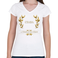 PRINTFASHION Csaba - Női V-nyakú póló - Fehér