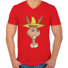 PRINTFASHION Csacsi - Férfi V-nyakú póló - Piros férfi póló