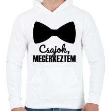 PRINTFASHION Csajok megérkeztem - Férfi kapucnis pulóver - Fehér