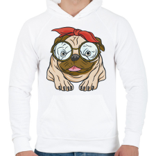 PRINTFASHION Csajos mopsz - Férfi kapucnis pulóver - Fehér férfi pulóver, kardigán