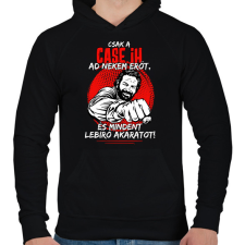 PRINTFASHION Csak a case ih ad nekem erőt - Férfi kapucnis pulóver - Fekete férfi pulóver, kardigán