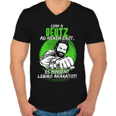 PRINTFASHION Csak a deutz ad nekem erőt - Férfi V-nyakú póló - Fekete