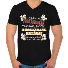 PRINTFASHION Csak a fiús anyukák tudják... - Férfi V-nyakú póló - Fekete