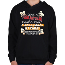 PRINTFASHION Csak a fiús anyukák tudják... - Gyerek kapucnis pulóver - Fekete