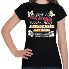PRINTFASHION Csak a fiús anyukák tudják... - Női póló - Fekete női póló