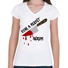 PRINTFASHION Csak a hegyét! - Női V-nyakú póló - Fehér