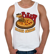PRINTFASHION Csak a pizza miatt jöttem - Férfi atléta - Fehér