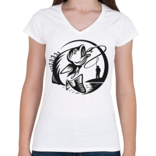 PRINTFASHION Csak a ponty!  - Női V-nyakú póló - Fehér női póló