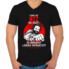 PRINTFASHION Csak az MTZ ad erőt - Férfi V-nyakú póló - Fekete férfi póló
