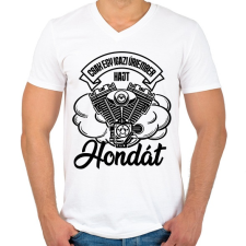 PRINTFASHION Csak egy igazi úriember hajt Hondát - Férfi V-nyakú póló - Fehér férfi póló
