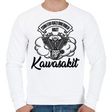 PRINTFASHION Csak egy igazi úriember hajt Kawasakit - Férfi pulóver - Fehér