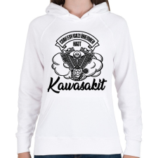 PRINTFASHION Csak egy igazi úriember hajt Kawasakit - Női kapucnis pulóver - Fehér női pulóver, kardigán