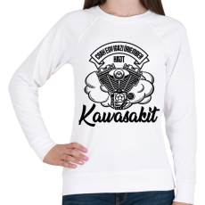 PRINTFASHION Csak egy igazi úriember hajt Kawasakit - Női pulóver - Fehér