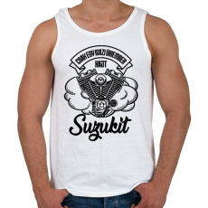 PRINTFASHION Csak egy igazi úriember hajt Suzukit - Férfi atléta - Fehér