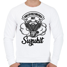 PRINTFASHION Csak egy igazi úriember hajt Suzukit - Férfi pulóver - Fehér