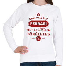 PRINTFASHION Csak kell egy Ferrari - Női pulóver - Fehér női pulóver, kardigán