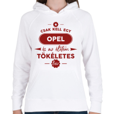 PRINTFASHION Csak kell egy Opel - Női kapucnis pulóver - Fehér