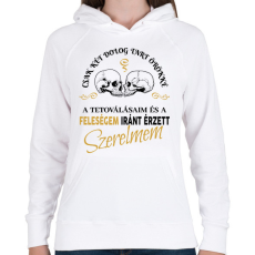 PRINTFASHION Csak két dolog tart örökké - Feleségem - Női kapucnis pulóver - Fehér