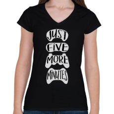 PRINTFASHION Csak még 5 perc - Gamer - Női V-nyakú póló - Fekete