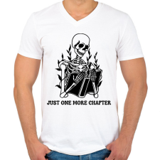 PRINTFASHION Csak még egy fejezet - Férfi V-nyakú póló - Fehér férfi póló