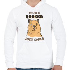 PRINTFASHION Csak mosolyogj - Férfi kapucnis pulóver - Fehér férfi pulóver, kardigán